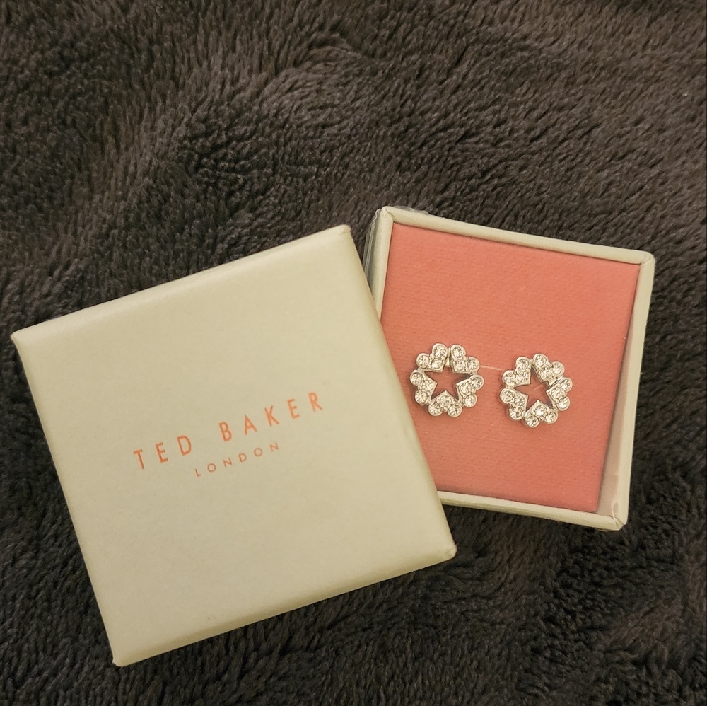 Ted BakerHONESTT Silver Tone & Crystal Heart Star Stud Earrings